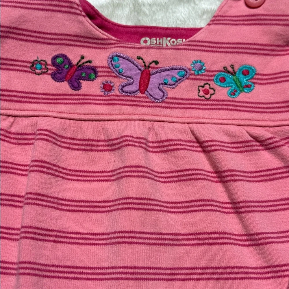 OshKosh B’gosh | Toddler Baby Girl Y2K Top With Embroidered Butterflies | 24M